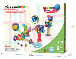 Магнитен конструктор Picasso с писта за топчета Marble Run 60 части