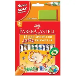 Цветни моливи Фабел Кастел Faber Castell Eco Jumbo, 12 цвята + Jumbo острилка