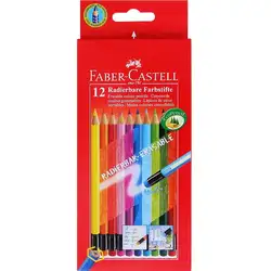 Цветни моливи Фабел Кастел Faber Castell с гума, 12 цвята