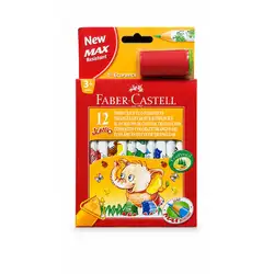 Цветни моливи Faber-Castell Jumbo триъгълни с бяло тяло, пакет от 12
