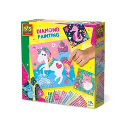 Детска играчка SES - Диамантено рисуване: Щастливи животни