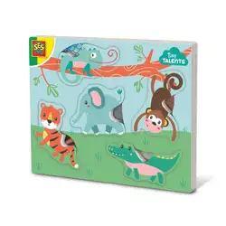 Детска играчка SES - Докосни и усети: Пъзел с животни