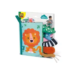 Детска играчка SES - Книга от плат с опашки на животни от различни материи