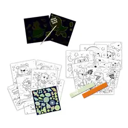 Детска играчка SES - Книжка за оцветяване, светеща в тъмното 3 в 1