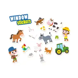 Детска играчка SES - Стикери за прозорец, Ферма