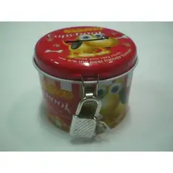 Касичка за спестяване, метална с катинарче червена