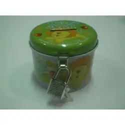 Касичка за спестяване, метална с катинарче зелена