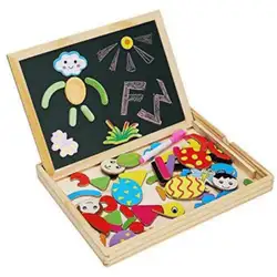 Дъска бяла в дървена кутия с магнитни форми 270263