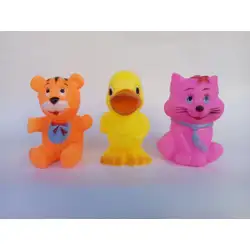Гумена играчка с Пате, Мече и Коте, комплект три броя