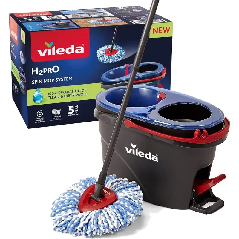 Моп и кофа Vileda H2prO Spin System с центрофуга – комплект с микрофибърна глава