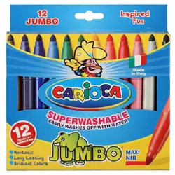 Комплект флумастри Carioca Jumbo, 12 цвята с дебел връх