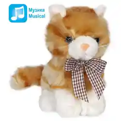 Плюшено Коте със звук - бежово