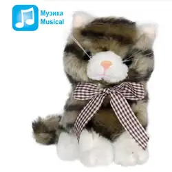 Плюшено Коте със звук - сиво