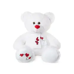 Плюшено Мече в бяло с шал с надпис Любов Love