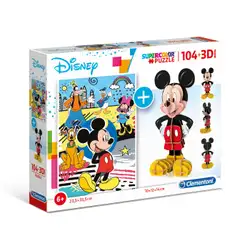 Пъзел 104 части + 3D Мики Маус Mickey Mouse Клементони Clementoni 20157