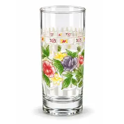 Стъклена чаша с декор пъстри цветя