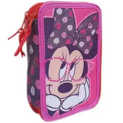 Ученически несесер с три ципа - Мини Маус Minnie Mouse, пълен